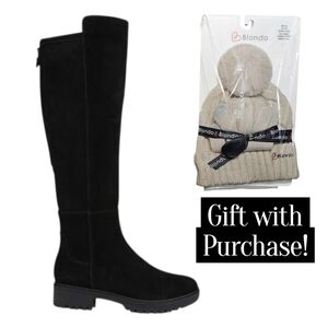 Blondo Samira Waterproof Black Suede Tall Boots w Rubber Traction Soles size 7